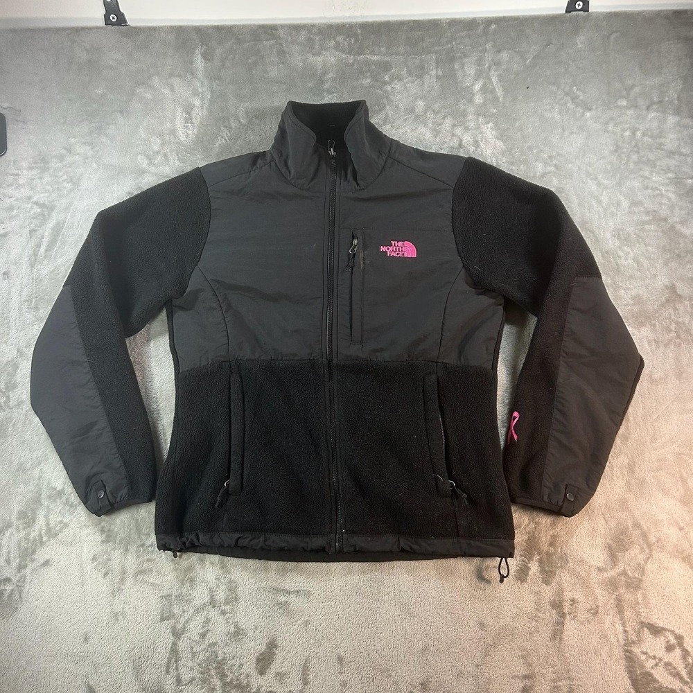 The North Face Womens Denali Fleece Jacket Black Pink Ribbon Breast Cancer M